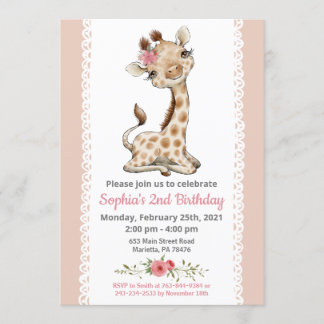 Baby Giraffe Geburtstagsfeier Einladung