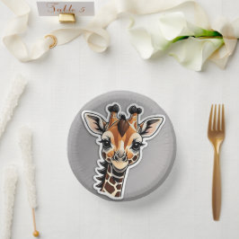Baby Giraffe Gray Pappteller