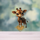 Baby-Giraffe im Steampunk-Cartoon-Stil Classic T- Acrylschild (Neutral)