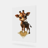 Baby-Giraffe im Steampunk-Cartoon-Stil Classic T- Acrylschild (Winkel)