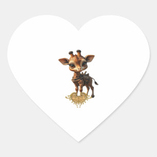 Baby-Giraffe im Steampunk-Cartoon-Stil Classic T- Herz-Aufkleber