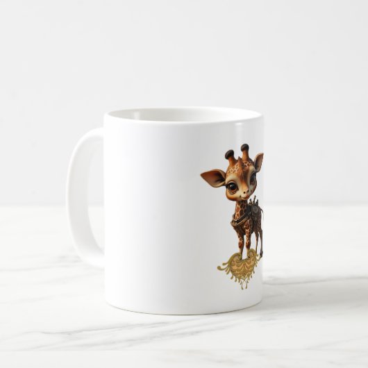 Baby-Giraffe im Steampunk-Cartoon-Stil Classic T- Kaffeetasse (Vorderseite Links)