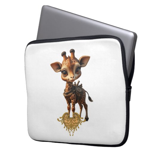 Baby-Giraffe im Steampunk-Cartoon-Stil Classic T- Laptopschutzhülle (Vorderseite Links)
