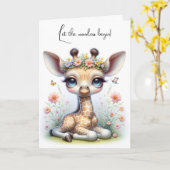 Baby Giraffe in Blume Glückwunsch Karte (Gelbe Blume)