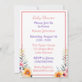 Baby Giraffe in Blume Mädchendusche Einladung (Rückseite)