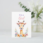 Baby Giraffe in Blume Mädchendusche Postkarte (Stehend Vorderseite)