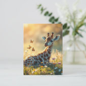 Baby Giraffe in der Sonne Postkarte (Stehend Vorderseite)