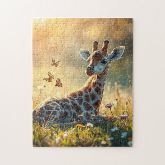 Baby Giraffe in der Sonne Puzzle (Vertikal)