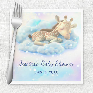 Baby Giraffe in der Wolkendusche Serviette