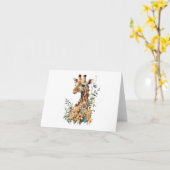Baby Giraffe in einem Feld der Blume BLANK Karte (Gelbe Blume)