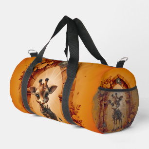 Baby-Giraffe in Steampunk-Cartoon Duffle Bag