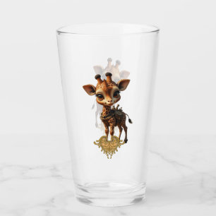 Baby-Giraffe in Steampunk-Cartoon Glas
