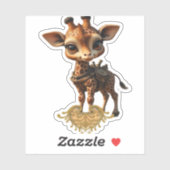 Baby giraffe in steampunk-cartoon style Classic T- Aufkleber (Blatt)