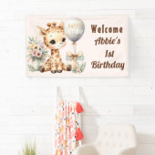 Baby Giraffe Little Girl's 1. Geburtstag Willkomme Banner (Insitu)