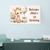 Baby Giraffe Little Girl's 1. Geburtstag Willkomme Banner (Messeveranstaltung)