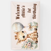 Baby Giraffe Little Girl's 1. Geburtstag Willkomme Banner (Vertikal)