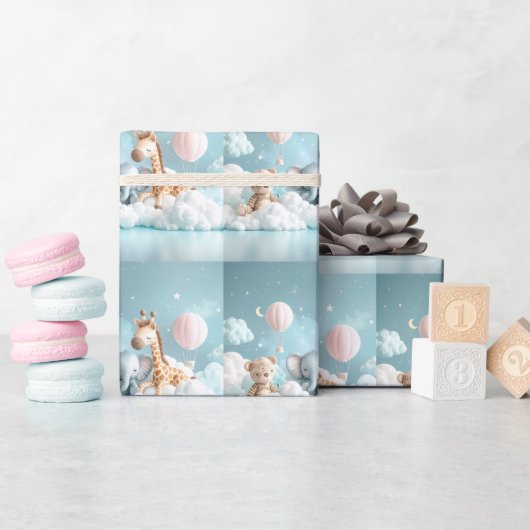 Baby Giraffe mit all seinen Freunden Geschenkpapier (Babyparty)