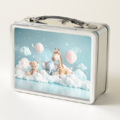 Baby Giraffe mit all seinen Freunden Metall Brotdose (Rückseite)