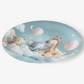 Baby Giraffe mit all seinen Freunden Pappteller (Schrägansicht)