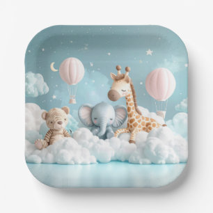 Baby Giraffe mit all seinen Freunden Pappteller