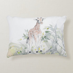 Baby-Giraffe mit Blattwerk Dekokissen