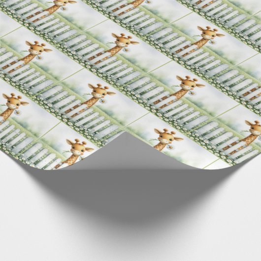 Baby Giraffe mit Daisy Geschenkpapier (Ecke)