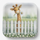 Baby Giraffe mit Daisy Pappteller (Vorderseite)