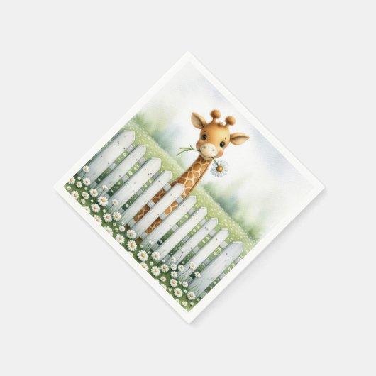 Baby Giraffe mit Daisy Serviette (Ecke)