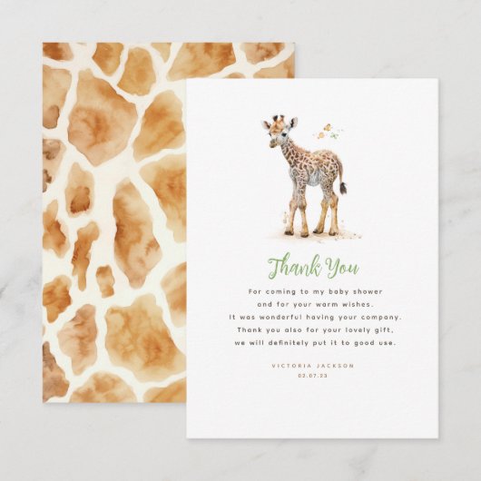 Baby Giraffe Niedlich Modern Little Danke (Vorne/Hinten)