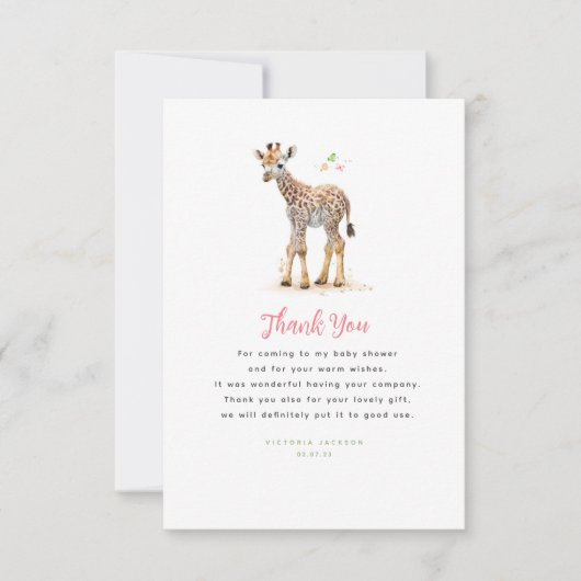 Baby Giraffe Niedlich Modern Little Danke (Vorderseite)