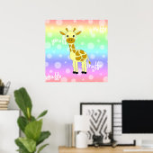 Baby Giraffe Niedlich Rainbow Poster / Print (Heimbüro)