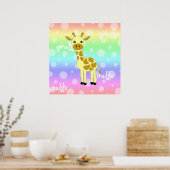 Baby Giraffe Niedlich Rainbow Poster / Print (Küche)