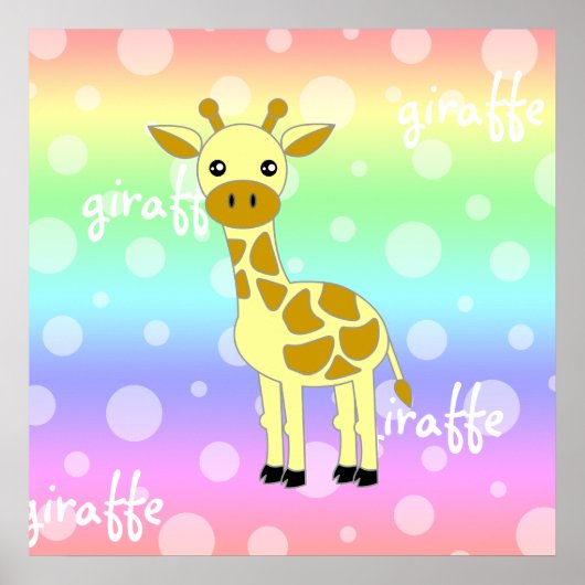Baby Giraffe Niedlich Rainbow Poster / Print (Vorne)