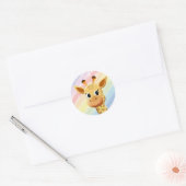 Baby Giraffe Pastel Rainbow Watercolor Kinderdusch Runder Aufkleber (Umschlag)