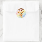 Baby Giraffe Pastel Rainbow Watercolor Kinderdusch Runder Aufkleber (Tasche)