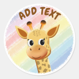 Baby Giraffe Pastel Rainbow Watercolor Kinderdusch Runder Aufkleber