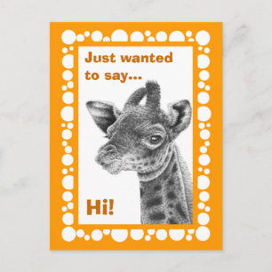 Baby Giraffe Retro Circles Postcard Postkarte