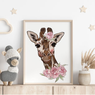 Baby Giraffe Rose Personalisiert Poster   Wall Pri