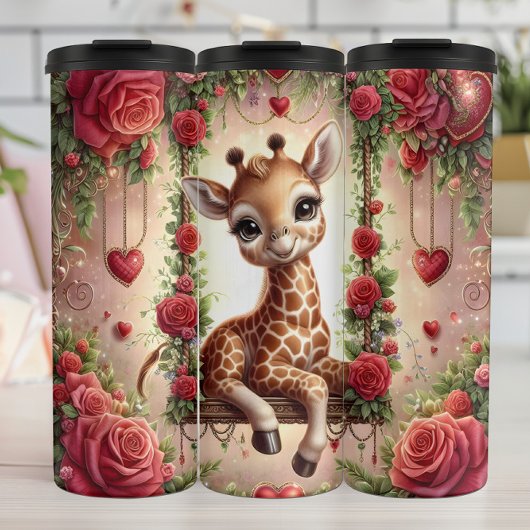 Baby Giraffe Rose Swing Thermosbecher