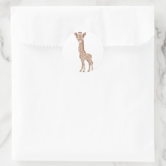 Baby Giraffe Runder Aufkleber (Tasche)