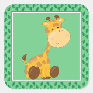 Baby Giraffe   Safari Animals Party Quadratischer Aufkleber