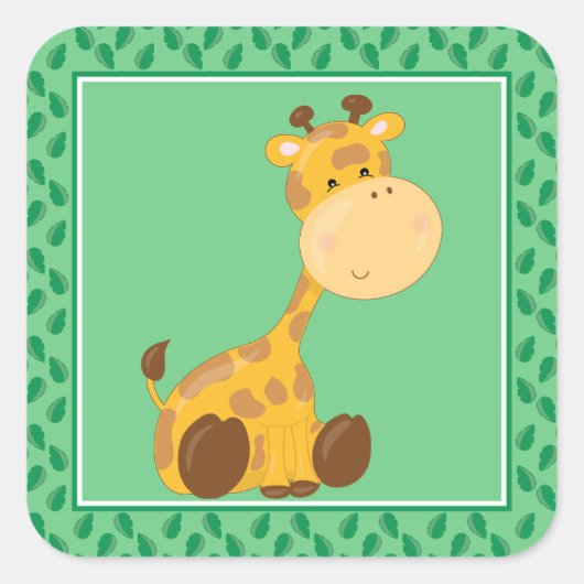 Baby Giraffe | Safari Animals Party Quadratischer Aufkleber (Vorderseite)