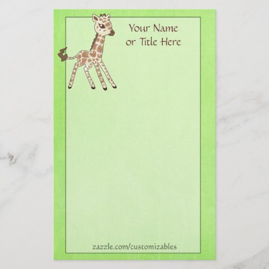 Baby Giraffe Stationery Briefpapier (Vorderseite)