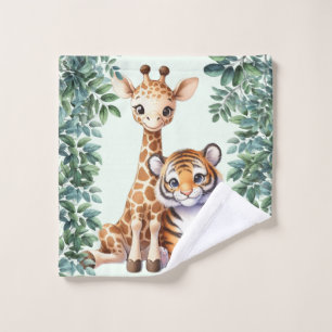 Baby Giraffe und Baby Tiger Waschtuch Waschlappen
