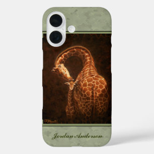 Baby Giraffe und Mama Green iPhone 16 Hülle