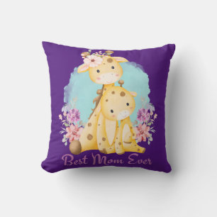 Baby Giraffe und Mama Lila Themed Best Mama jemals Kissen
