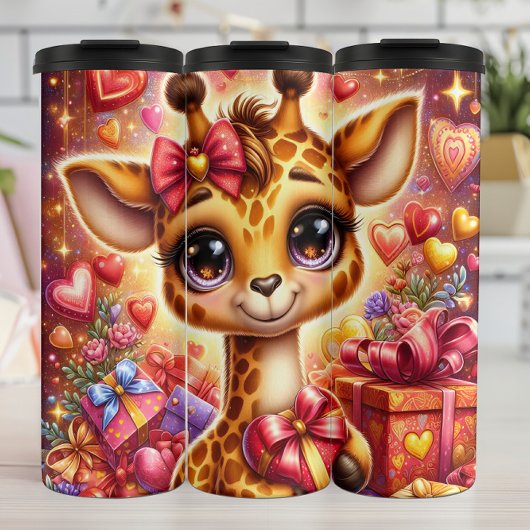 Baby Giraffe Valentine Gift Box Wrap Thermosbecher
