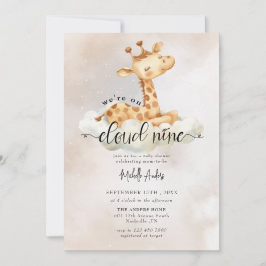 Baby Giraffe | Watercolor Baby Shower Einladungen (Vorderseite)