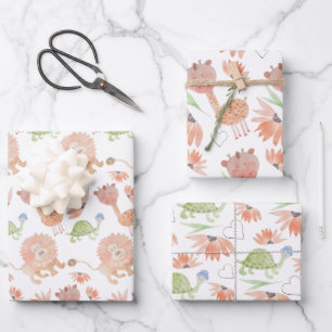 Baby Giraffe Watercolor Tropischer Dschungel Geschenkpapier Set