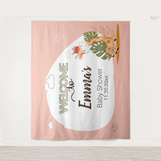 Baby-Giraffe, Willkommen bei Baby-Dusche Wandteppich (Vorderseite)